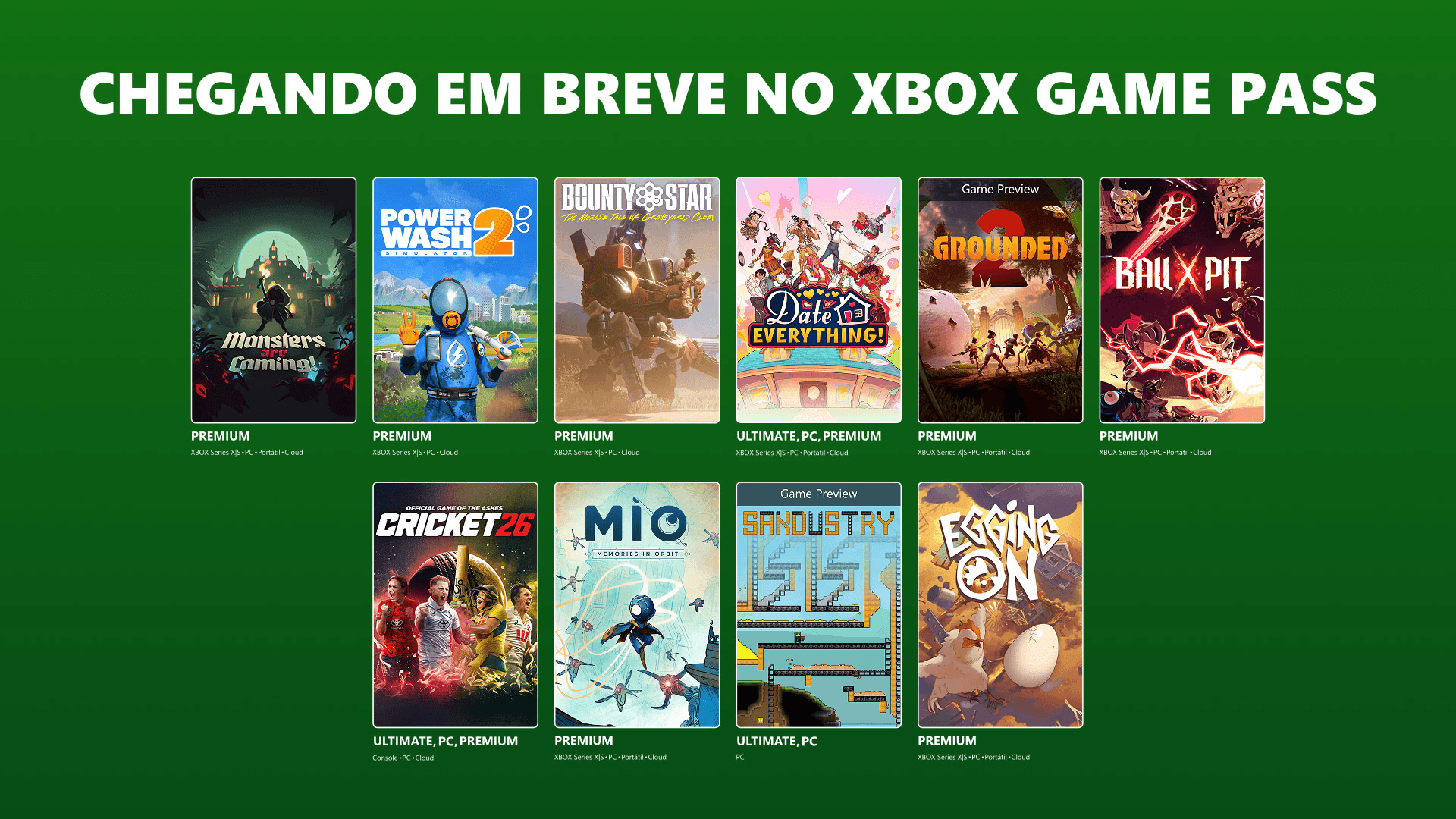 Chegando ao XBOX Game Pass: beta aberto de Gears of War: E-Day, Date Everything! e mais
