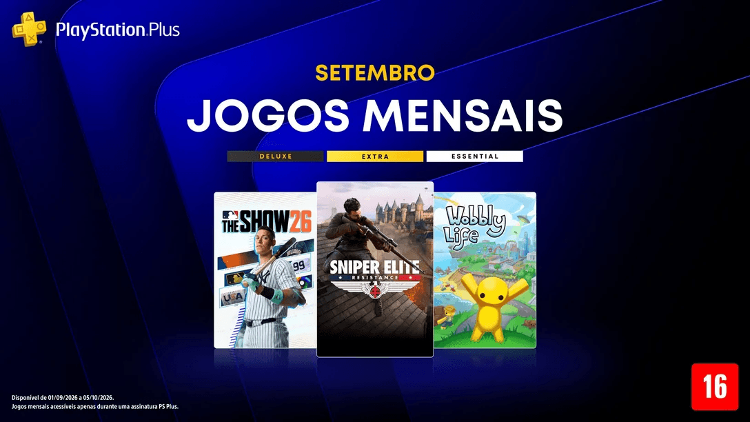 PS Plus de setembro traz Sniper Elite: Resistance, MLB The Show 26, Wobbly Life e Chained Echoes